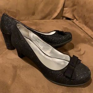 Justice Girls Black Glitter Heels Size 3 - Good used condition